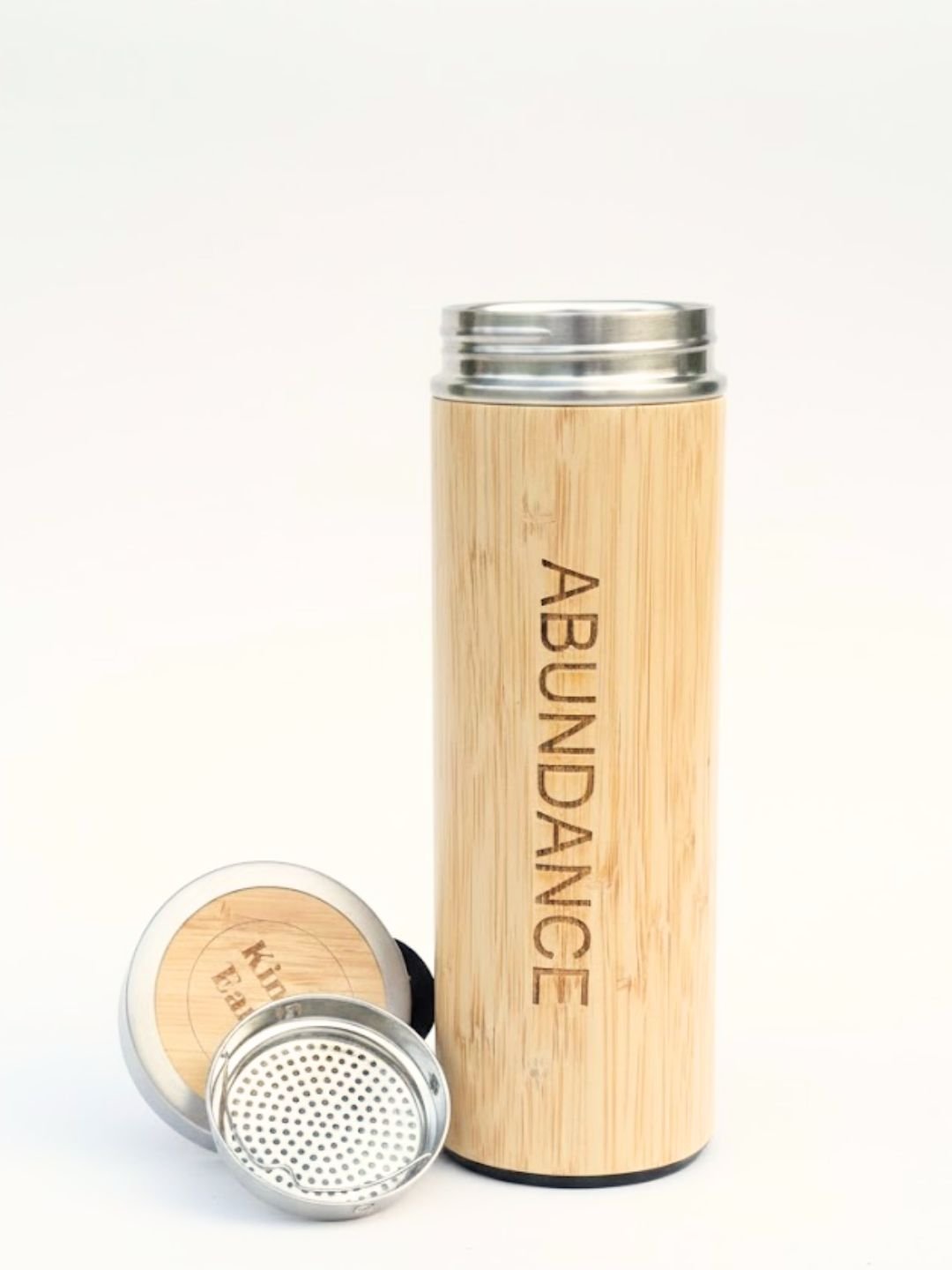 Bamboo Water Bottle with Mindful Words – Bottles & Sippers on Brown Living™. SKU: KOE022-BT-AB. Img 1.
