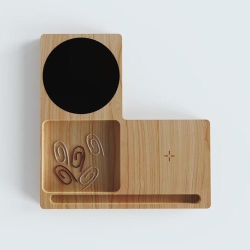 Bamboo Willow 3.0 15W Wireless Charger With Warmer & Phone Holder – Desk Accessories on Brown Living™. SKU: MT549W. Img 2.