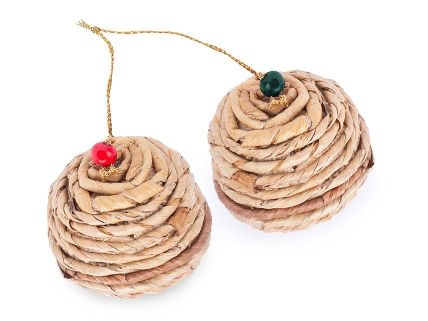 Banana Rope Ball Hanging (Set of 2) – Handcrafted Christmas Ornament – Home Decor on Brown Living™. SKU: HG-1039. Img 3.