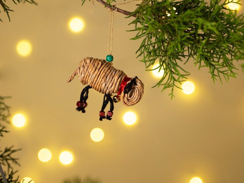 Banana Rope Sheep Hanging –Handcrafted Eco - Friendly Christmas Ornament – Home Decor on Brown Living™. SKU: HG-1034. Img 1.