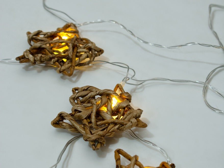 Banana Rope Star Fairy Lights | Handcrafted Natural Décor | 3 Meter – Home Decor on Brown Living™. SKU: FL-1015. Img 4.