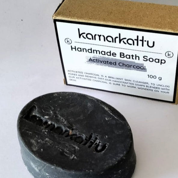 Bath Soap Combo - Activated Charcoal, Lemon, Tulasi & Citrus Vanilla – Body Soap by Kamarkattu Ecostore available on Brown Living™. Activated Charcoal Soap - Pack Of 2 Without Soap Dish. SKU: acs2. Img 4.
