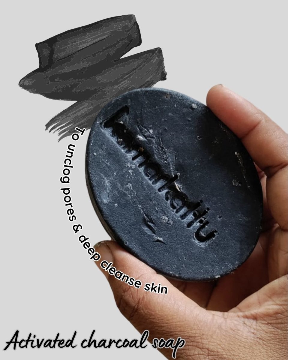 Bath Soap Combo - Activated Charcoal, Lemon, Tulasi & Citrus Vanilla – Body Soap by Kamarkattu Ecostore available on Brown Living™. Activated Charcoal Soap - Pack Of 2 Without Soap Dish. SKU: acs2. Img 5.