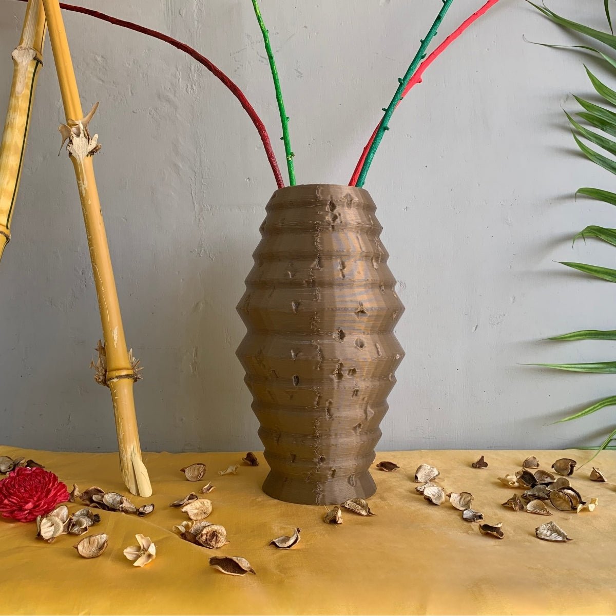 Battered Relic Plant - Based Exotic Bronze Vase – Home Decor on Brown Living™. SKU: BAREEDPLEBA087. Img 1.