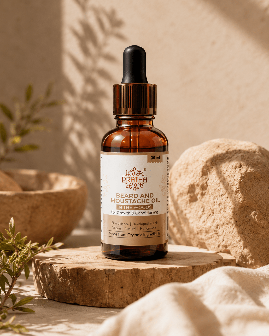 Beard & Mustache Oil | In the Woods – Beard Oil on Brown Living™. SKU: pnhpl-boil-001. Img 1.