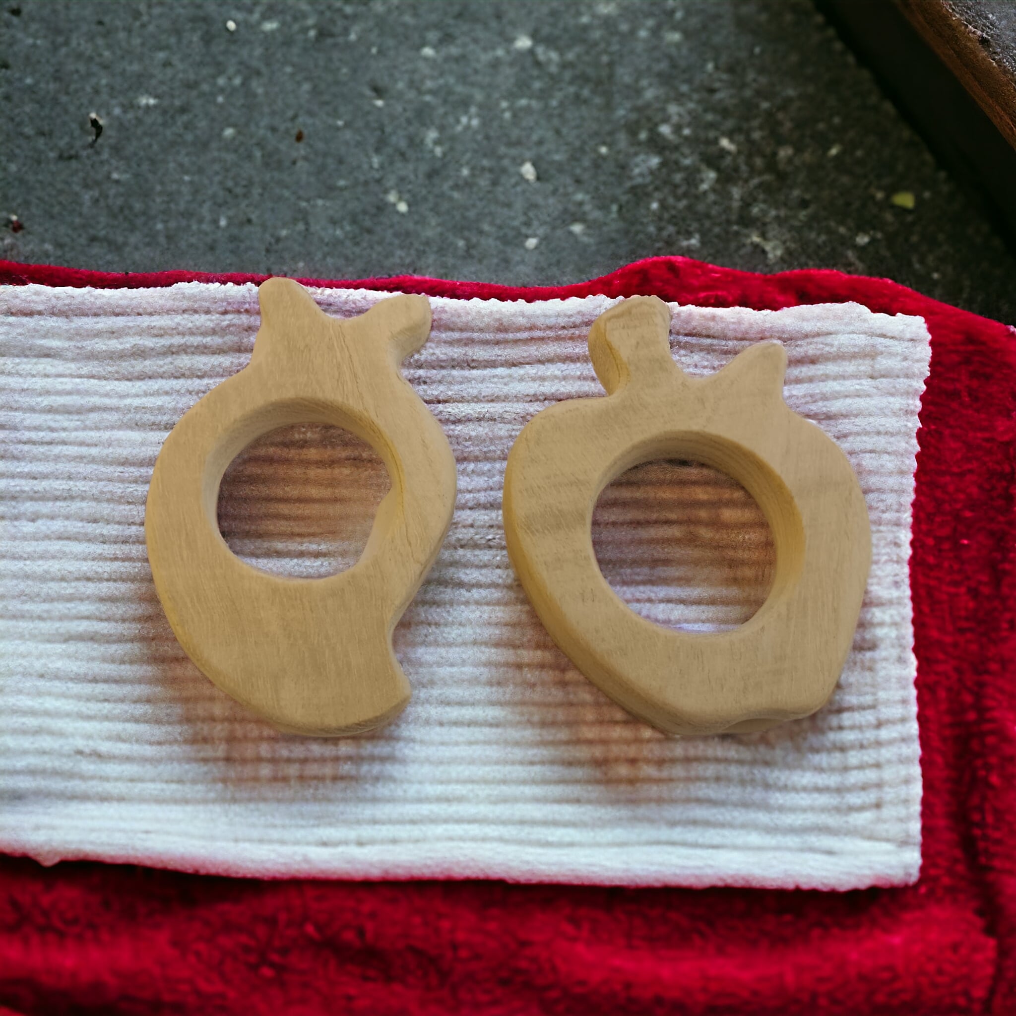Beautiful Neem Wooden Teethers – Apple & Mango Shapes For Babies – Baby Teethers & Soothers on Brown Living™. SKU: T_APL-MNG. Img 5.