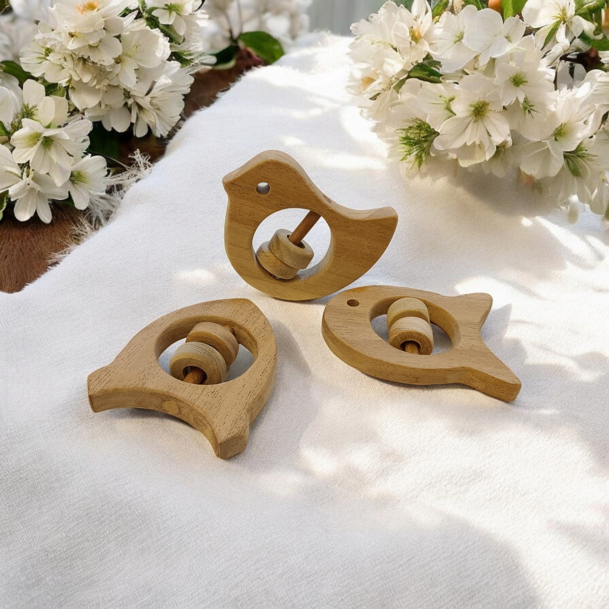 Beautiful Rattle Toys – Dove, Fish & Rocket Shapes For Babies – Baby Rattles on Brown Living™. SKU: R_DV-FSH-RKT. Img 5.