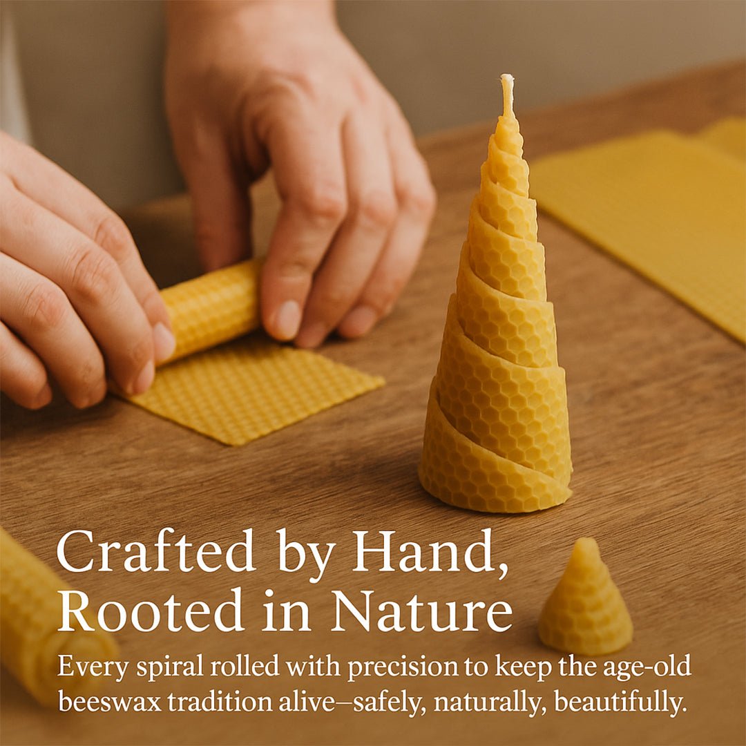 BEE Happy | Pure Beeswax Hand - Rolled Tree Candle - Pack of 3 – Candles & Fragrances on Brown Living™. SKU: pnhpl - beesCandle - 06. Img 6.