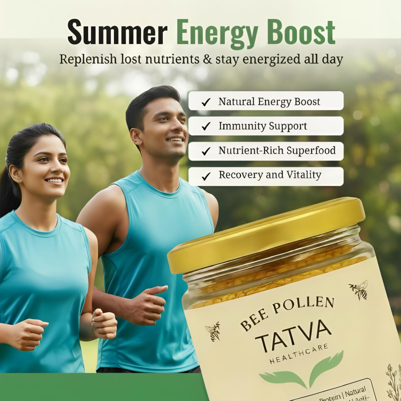 Bee Pollen 100% Raw & Unprocessed – Natural Plant Protein Boost – Aftermeals on Brown Living™. SKU: TAT-BP-100G. Img 2.