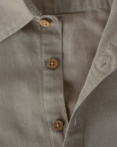 Beige Linen Cotton Classic Half - Sleeved Shirt for Men – Mens Shirt on Brown Living™. SKU: ANTLCCLFBTKS. Img 5.