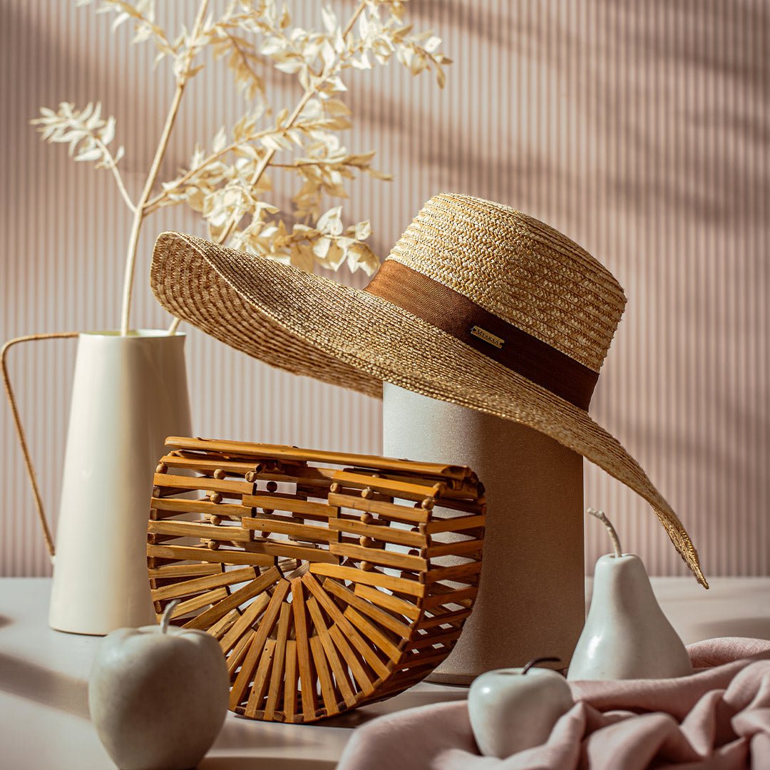 Bella Boater Hat | Natural Wheat Straw | Handcrafted Summer Hat – Womens Hat on Brown Living™. SKU: MBNL002003. Img 2.