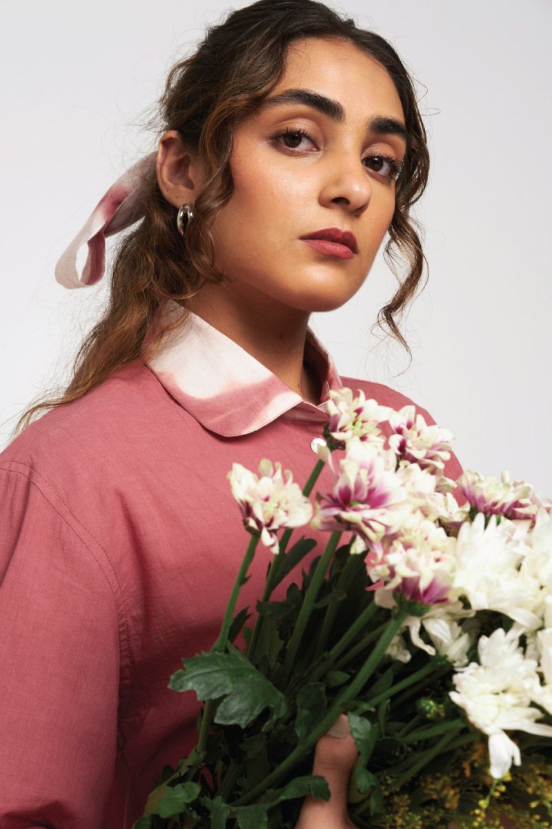 Berry Clamp Organic Cotton Shirt - Old Rose Pink – Womens Shirt on Brown Living™. SKU: SOS1023083. Img 2.