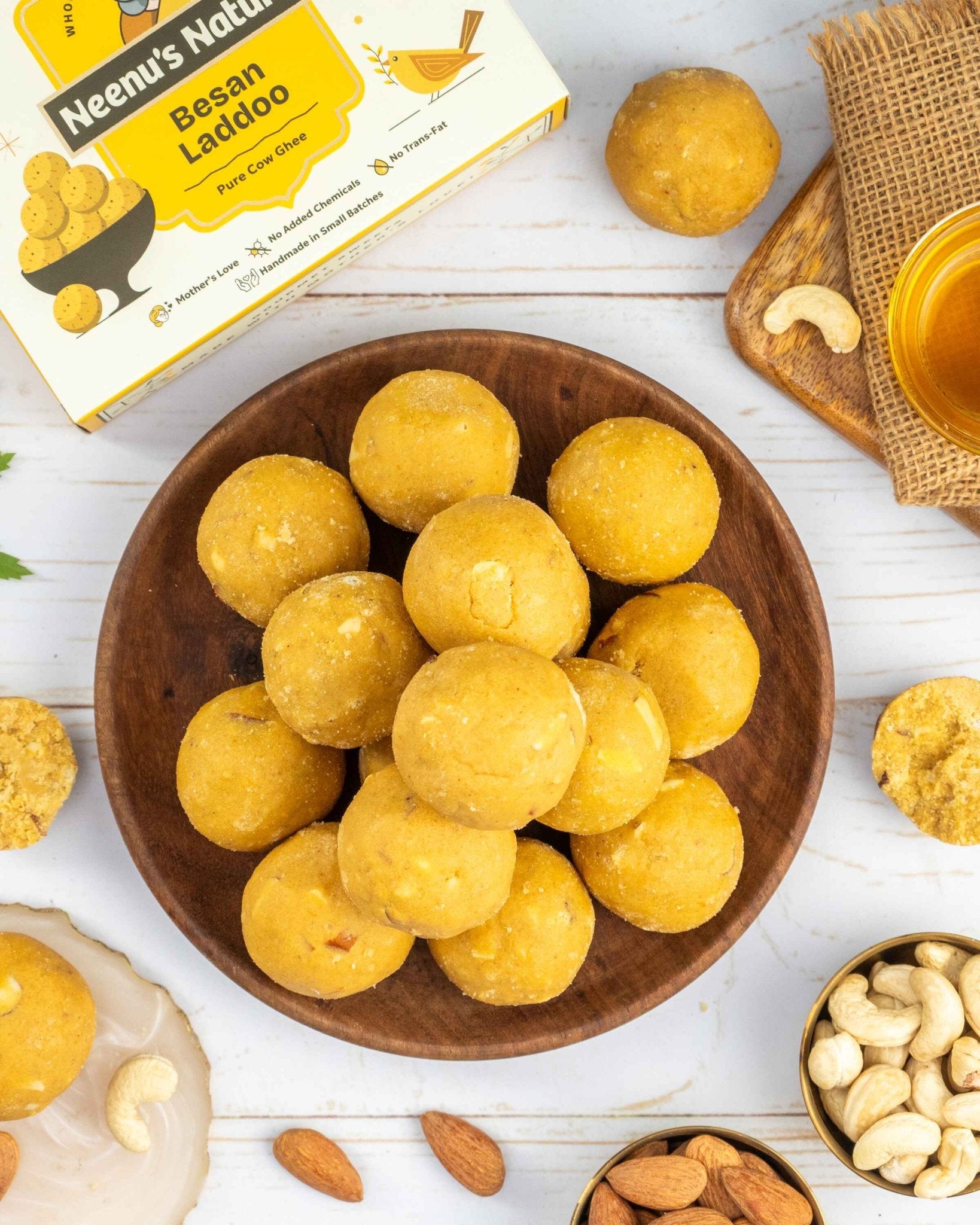Besan Laddoo | Traditional Handmade Gram Flour Ladoo – Sweets on Brown Living™. SKU: NN_19. Img 2.