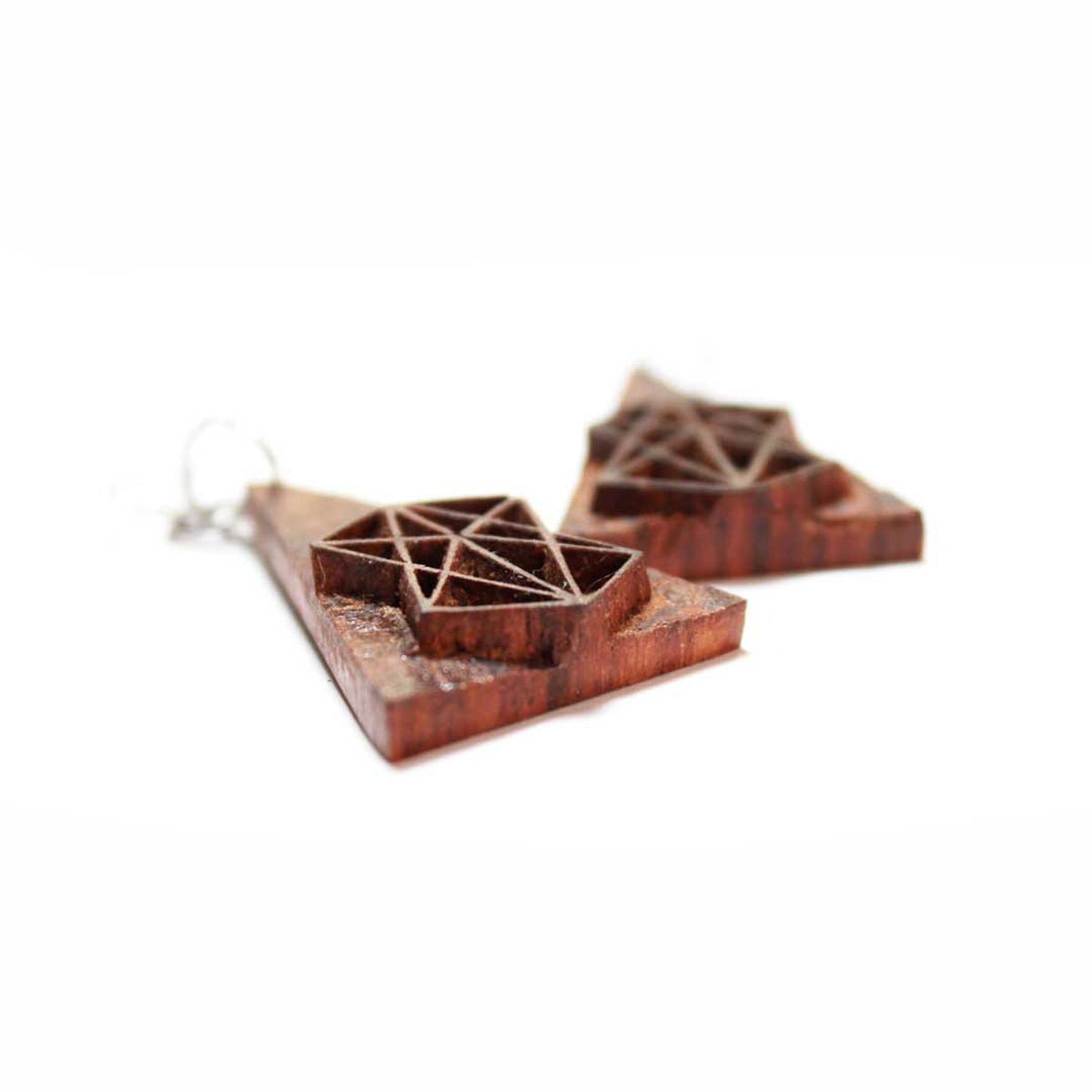 Bharani Rekh Wooden Earrings With Wood Block Carving – Jewellery on Brown Living™. SKU: UARKHWJER010. Img 4.