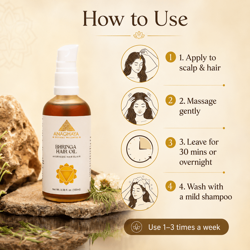 Bhringa Hair Oil with Bhringraj & Amla | Ayurvedic Hair Oil – Hair Oil on Brown Living™. SKU: 012. Img 4.
