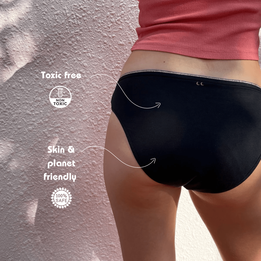 Bikini Medium Flow | Reusable Sanitary Panty for Period Protection – Womens Underwear on Brown Living™. SKU: CBMBLXS. Img 7.