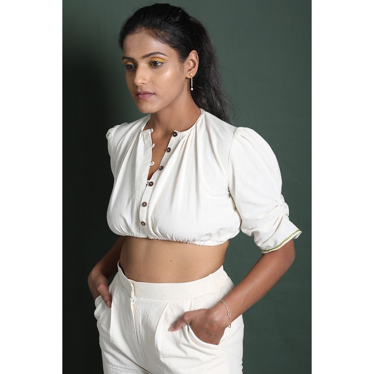 Bini Bini Blouse | Stylish Women Blouse | Ethnic & Fusion Wear Top – Womens Blouse on Brown Living™. SKU: DL0126XSn. Img 1.