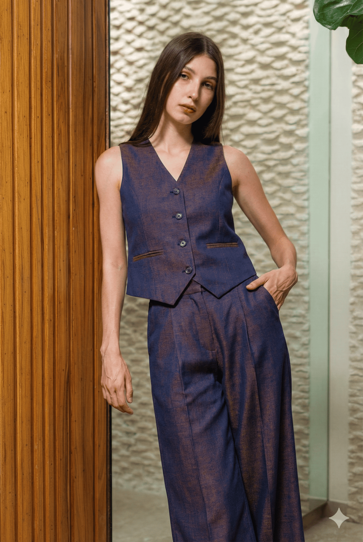 Black Cotton Co - Ord Set | Sleeveless Vest & Straight - Leg Trousers – Womens Co - Ord Sets on Brown Living™. SKU: BL_HOA86. Img 2.