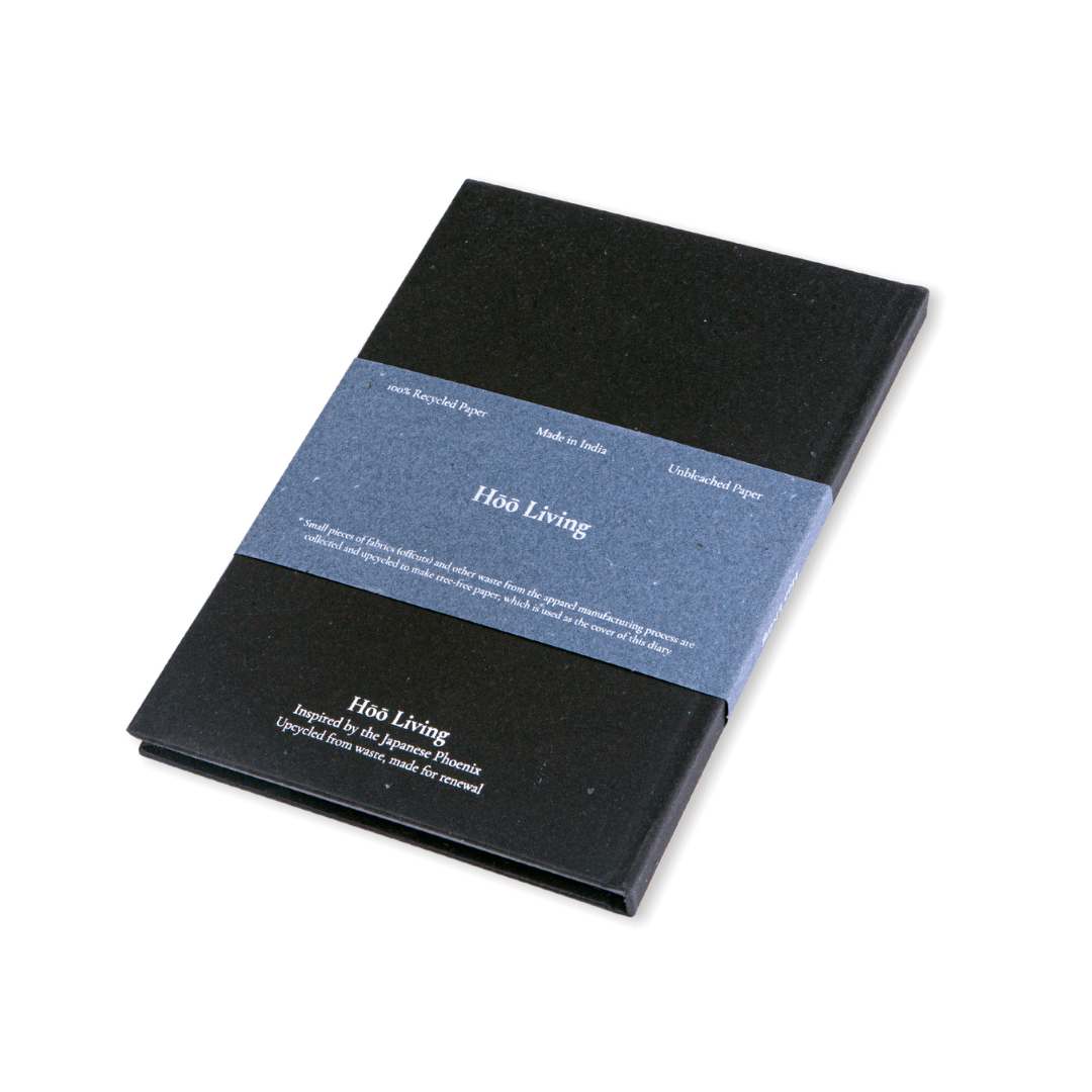 Black Cotton Cover Hardback Notebook Made From Upcycled Sanitary Pads – Notebooks & Notepads on Brown Living™. SKU: SHC3BLC2A5-160. Img 3.
