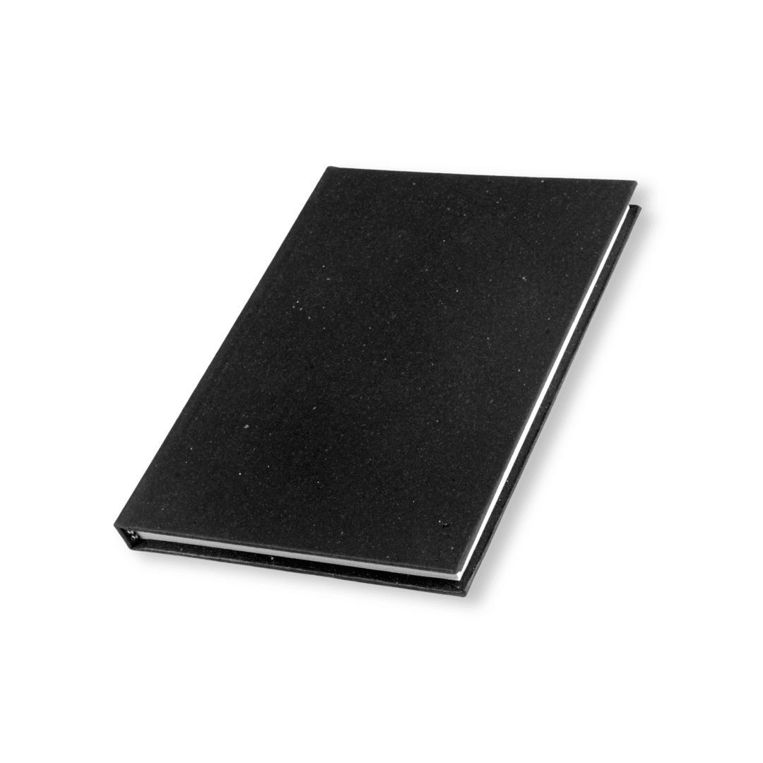 Black Cotton Cover Hardback Notebook Made From Upcycled Sanitary Pads – Notebooks & Notepads on Brown Living™. SKU: SHC3BLC2A5-160. Img 1.