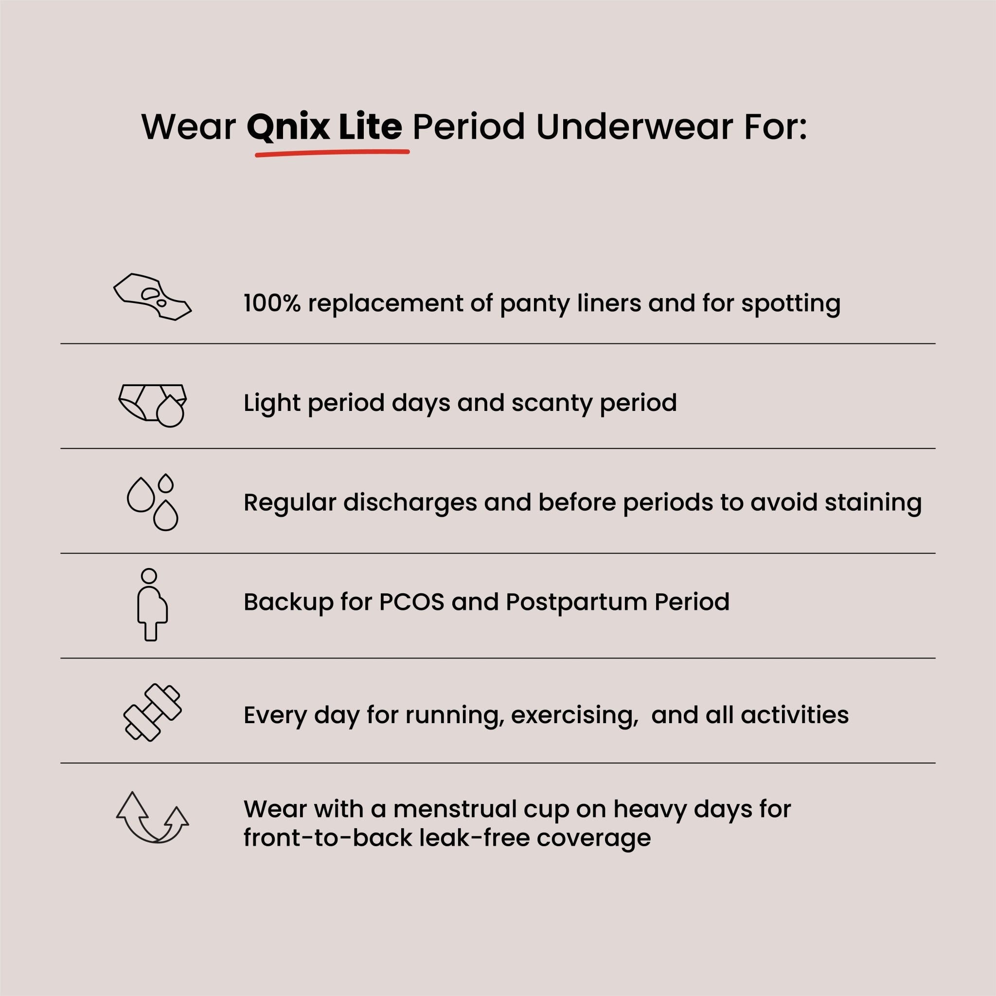 Black Lite Period Underwear | Scanty to Light Flow | Regular Discharges – Womens Underwear on Brown Living™. SKU: 1019-XS. Img 3.