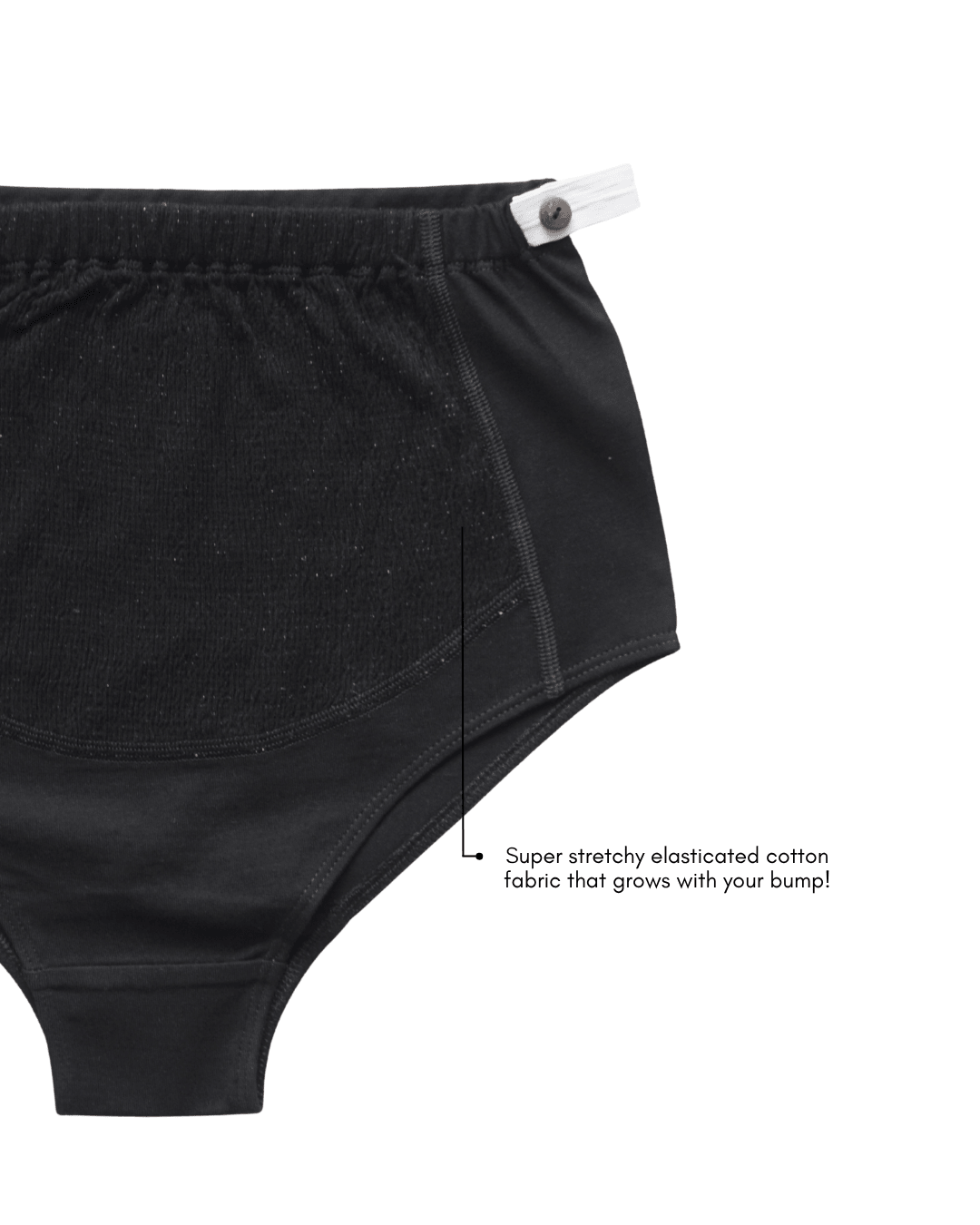 Black Organic Cotton Maternity Brief – Womens Maternity Wear on Brown Living™. SKU: 005BABLACKAOP-S. Img 2.