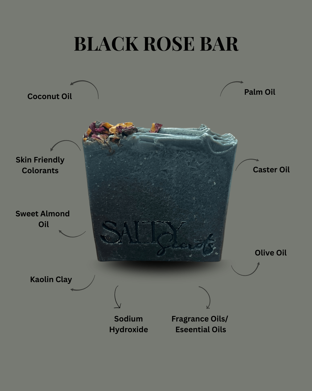 Black Rose Bar Soap | Handmade Scented Bath Soap for Luxurious Care – Body Soap on Brown Living™. SKU: SLTYSECRT-05. Img 4.