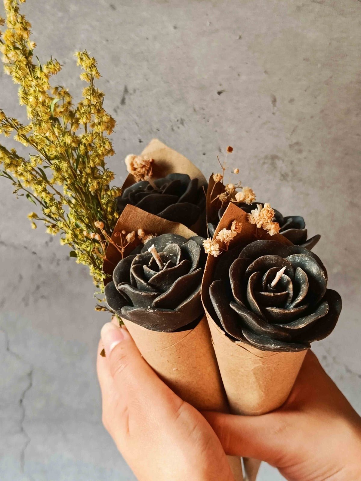 Black Rose Soywax Candle Flower Bouquet (Sweet Patchouli) | Verified Sustainable by Brown Living™
