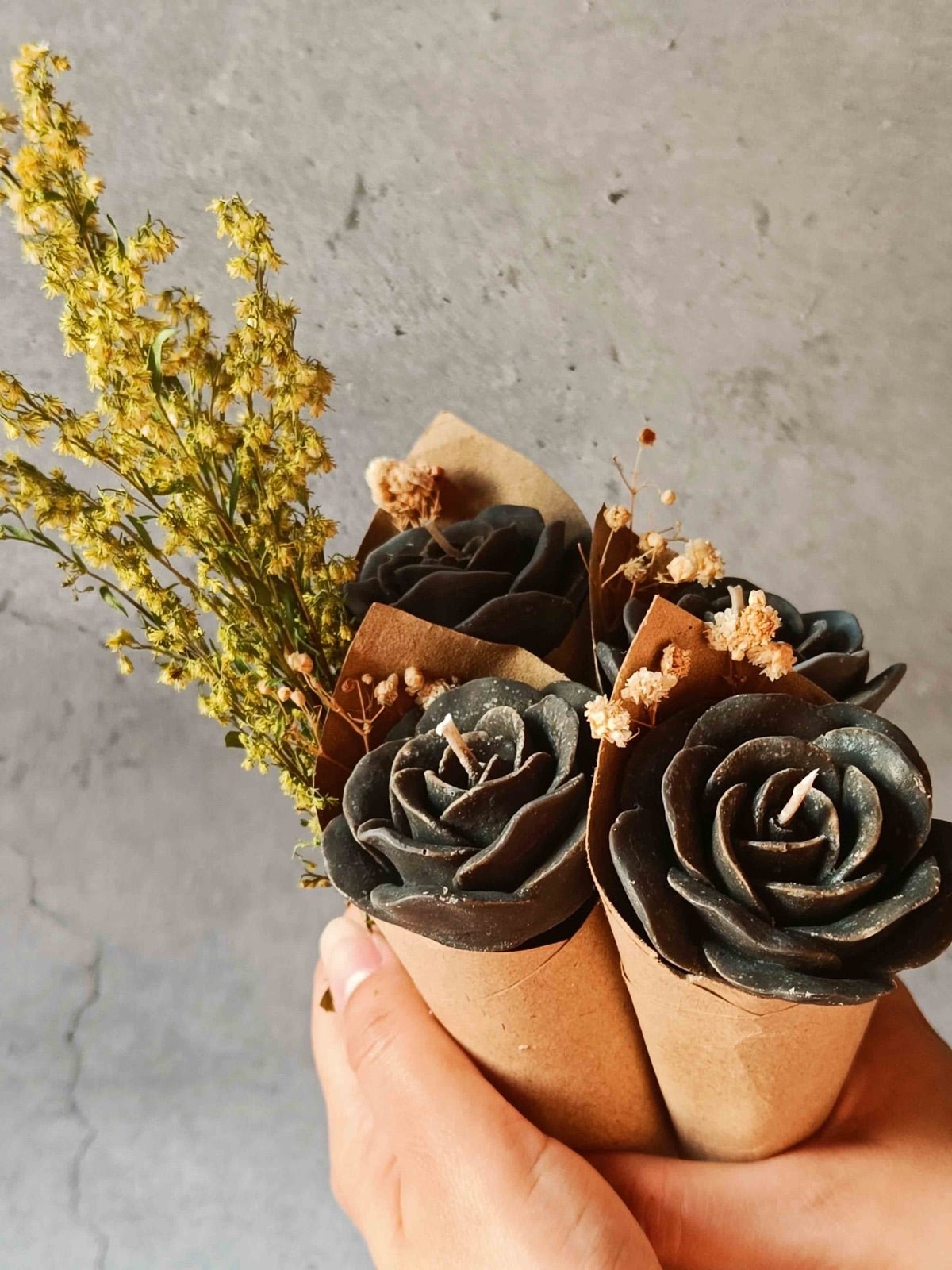 Black Rose Soywax Candle Flower Bouquet (Sweet Patchouli) | Verified Sustainable by Brown Living™