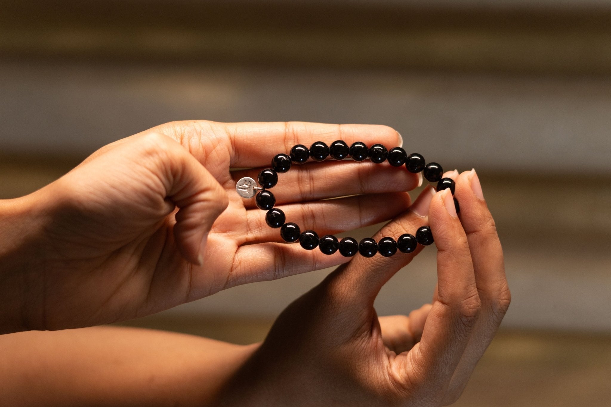 Black Tourmaline Bracelet | Handmade Healing Crystal Jewelry – Womens Bracelets by Rā The Studio available on Brown Living™. . SKU: RA - BLT. Img 1.