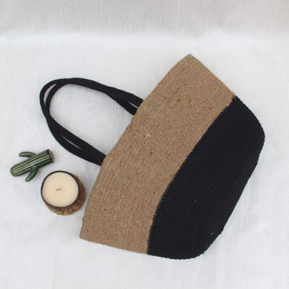 Cotton Jute Tote Bags – Womens Bag on Brown Living™. SKU: OEP419a. Img 2.