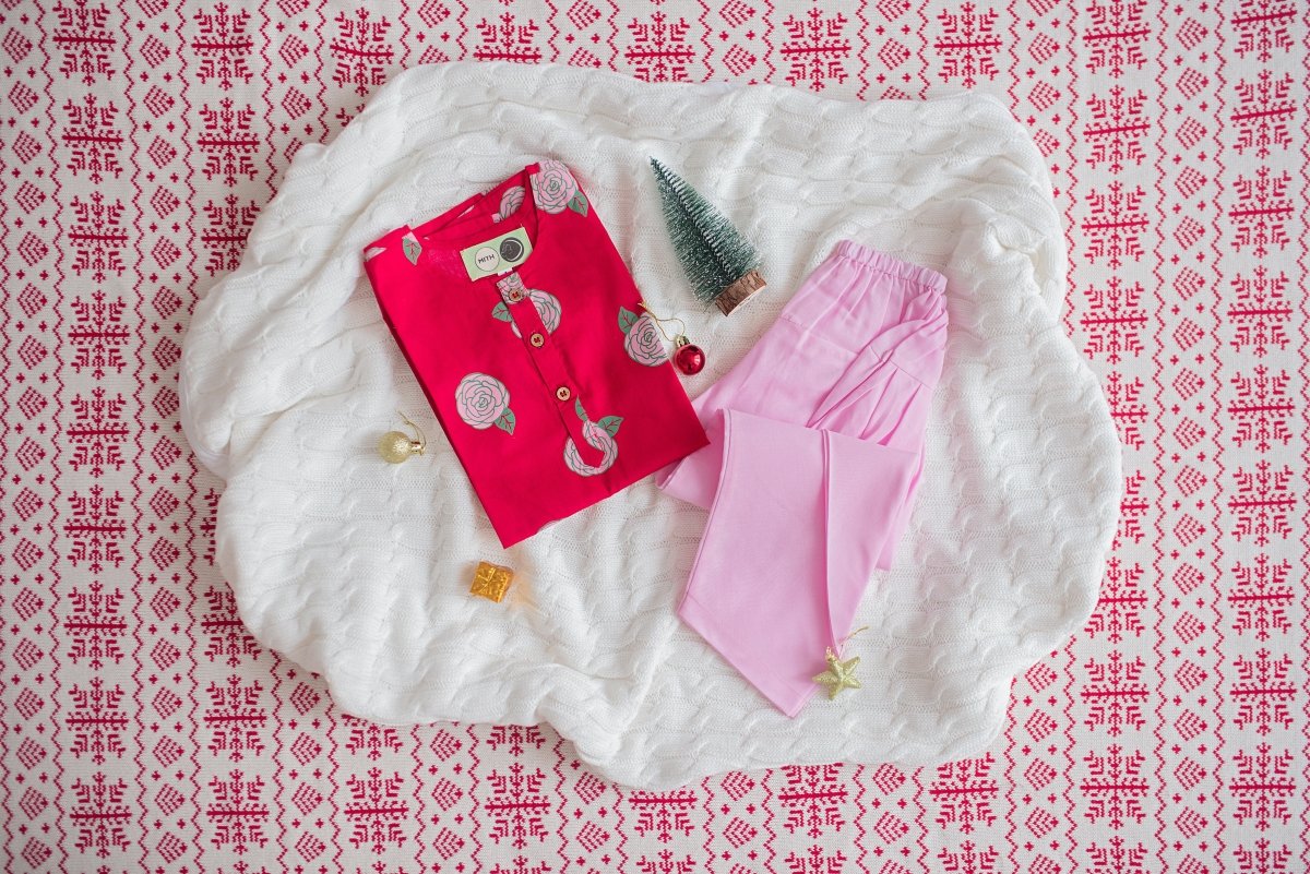 Bloomimg Red - Girls Ethnic Wear – Kids Ethnic Sets on Brown Living™. SKU: MITHEW - 040 - 1. Img 10.