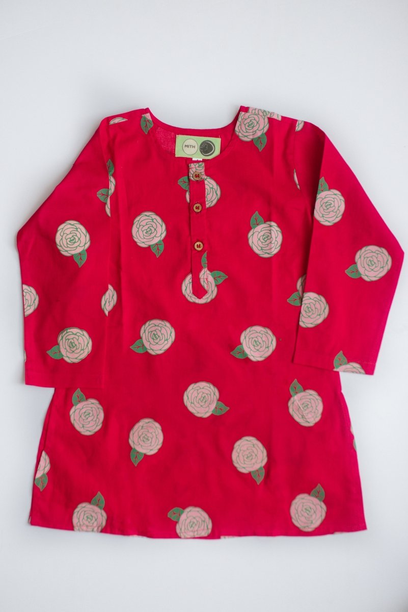 Bloomimg Red - Girls Ethnic Wear – Kids Ethnic Sets on Brown Living™. SKU: MITHEW - 040 - 1. Img 9.