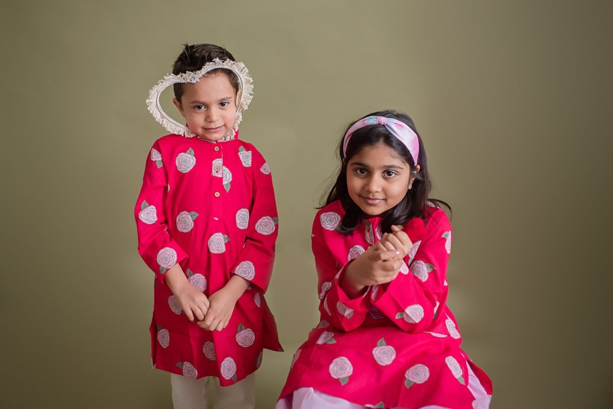 Bloomimg Red - Girls Ethnic Wear – Kids Ethnic Sets on Brown Living™. SKU: MITHEW - 040 - 1. Img 5.
