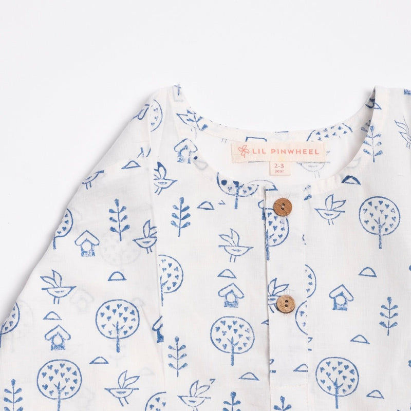 Blue Birds- Kids Cotton Pyjama Set | Verified Sustainable Kids Pajamas on Brown Living™
