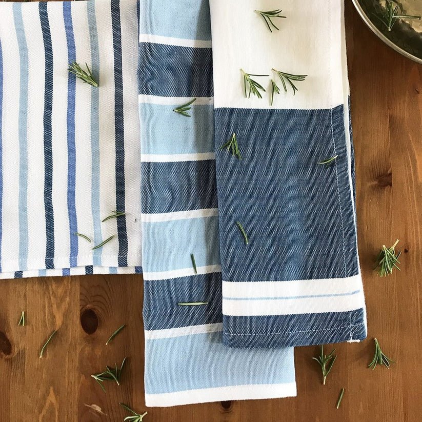 Blue Collection Kitchen Towel – Handwoven Cotton & Eco - Friendly Linen – Kitchen Linens on Brown Living™. SKU: KR - BD_. Img 5.