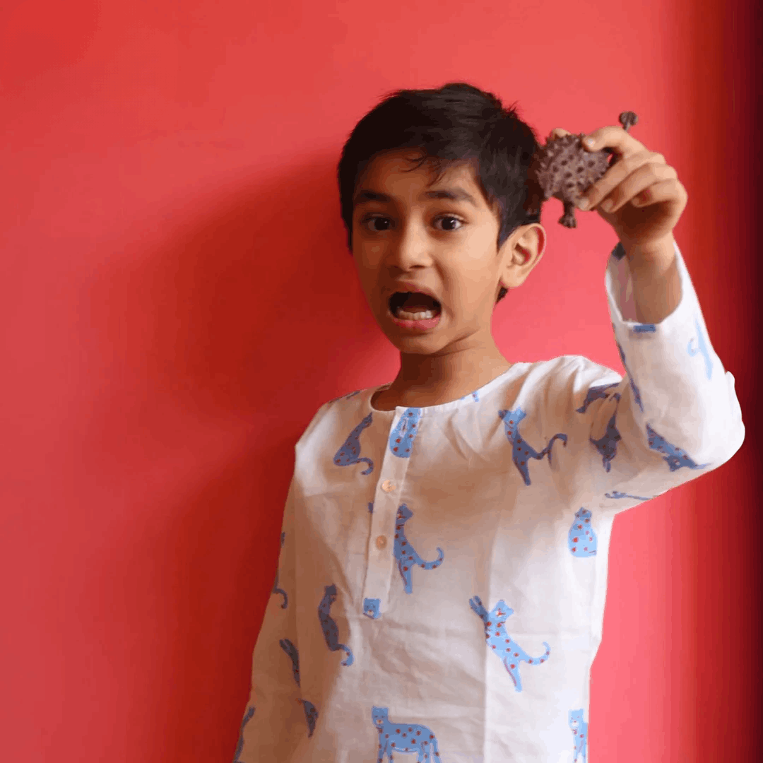 Blue Panther - Unisex Kids Cotton Nightwear – Kids Pyjamas on Brown Living™. SKU: MITHNW-028-1. Img 2.