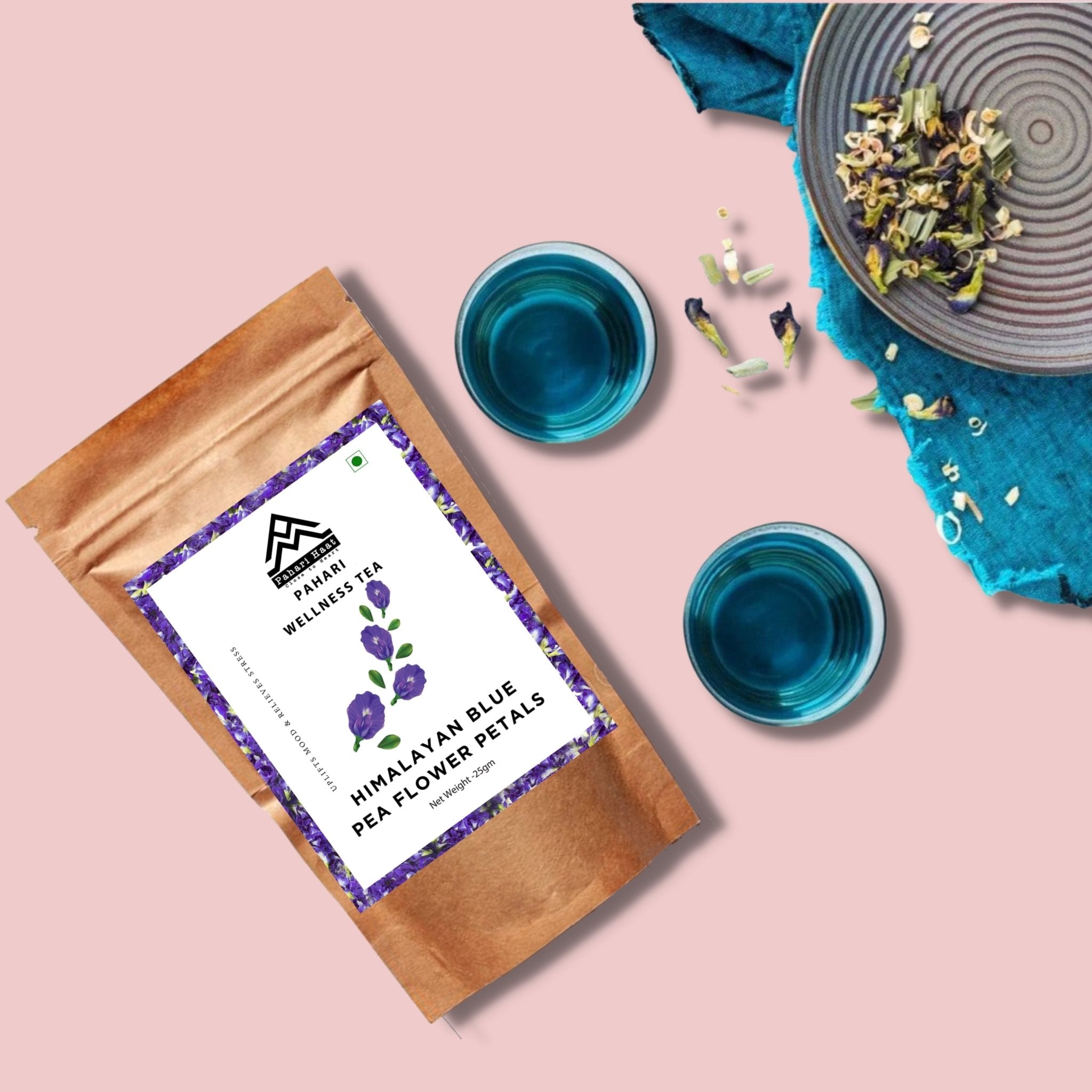 Blue Pea Butterfly Petals – Natural Herbal Tea & Vibrant Infusion – Tea on Brown Living™. SKU: BPBP-25. Img 1.