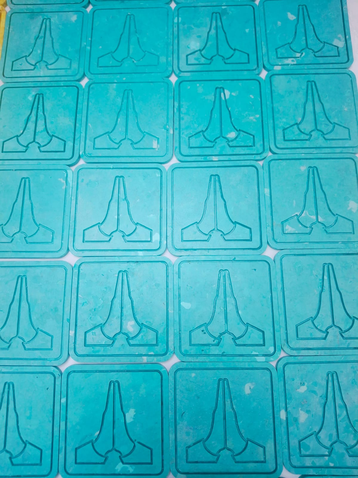 Blue Upcycled Coasters Set of 4 – Made from Recycled Plastic Waste – Table Decor on Brown Living™. SKU: UC003. Img 3.