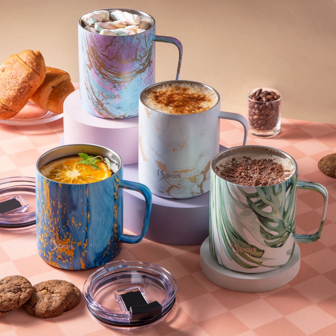 Boss Triple Insulated Steel Mug | 4H Hot & 10H Cold – Mugs on Brown Living™. SKU: BTM-Tropical. Img 1.