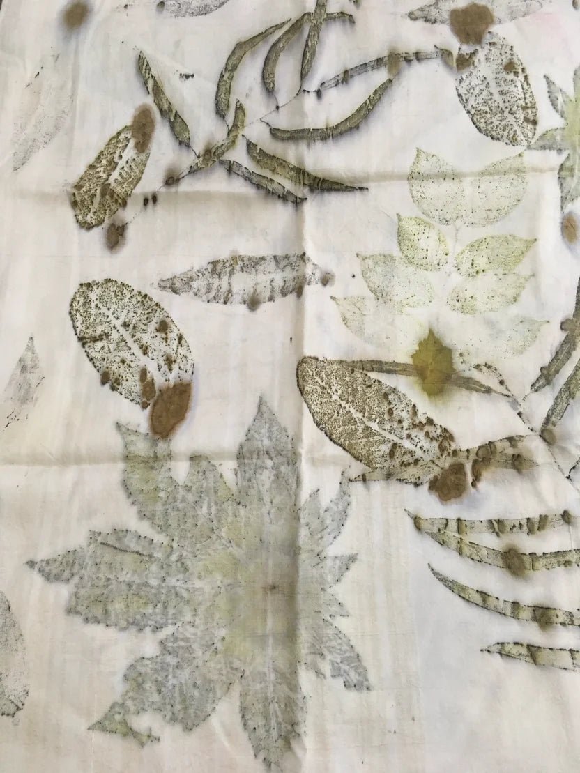 Botanical Eco Printed Mulberry Silk Dupatta | Handcrafted Silk Dupatta – Womens Scarf on Brown Living™. SKU: MS1. Img 6.