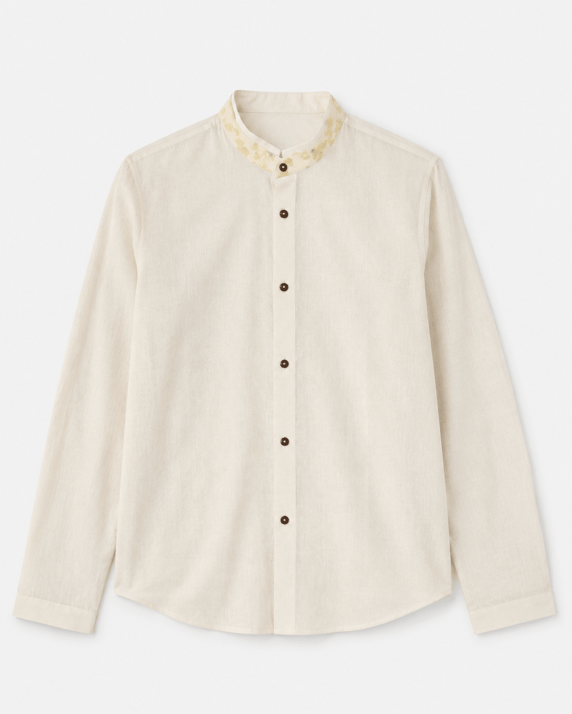 Botanical Impression Collar Shirt – Nature Inspired Cotton Shirt – Womens Shirt on Brown Living™. SKU: ACL2026004. Img 1.