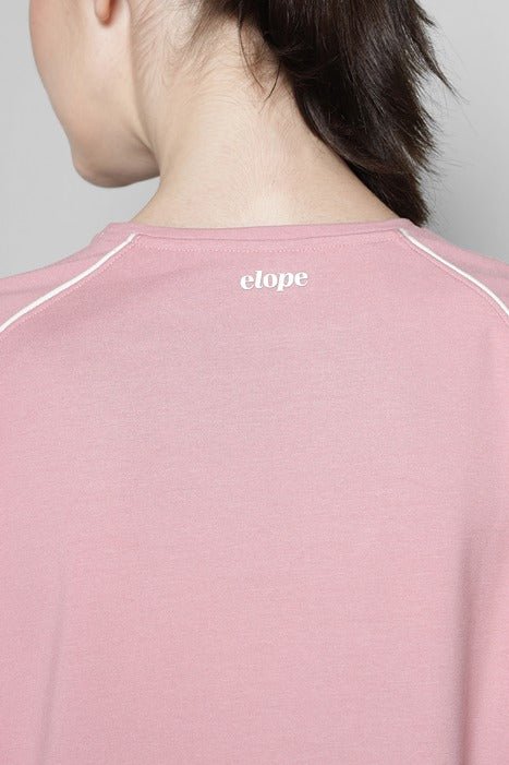 Boxy Fit After Workout T-Shirt for Women – Breathable & Relaxed Active – Womens Blouse on Brown Living™. SKU: ELBRTPNKXS. Img 8.