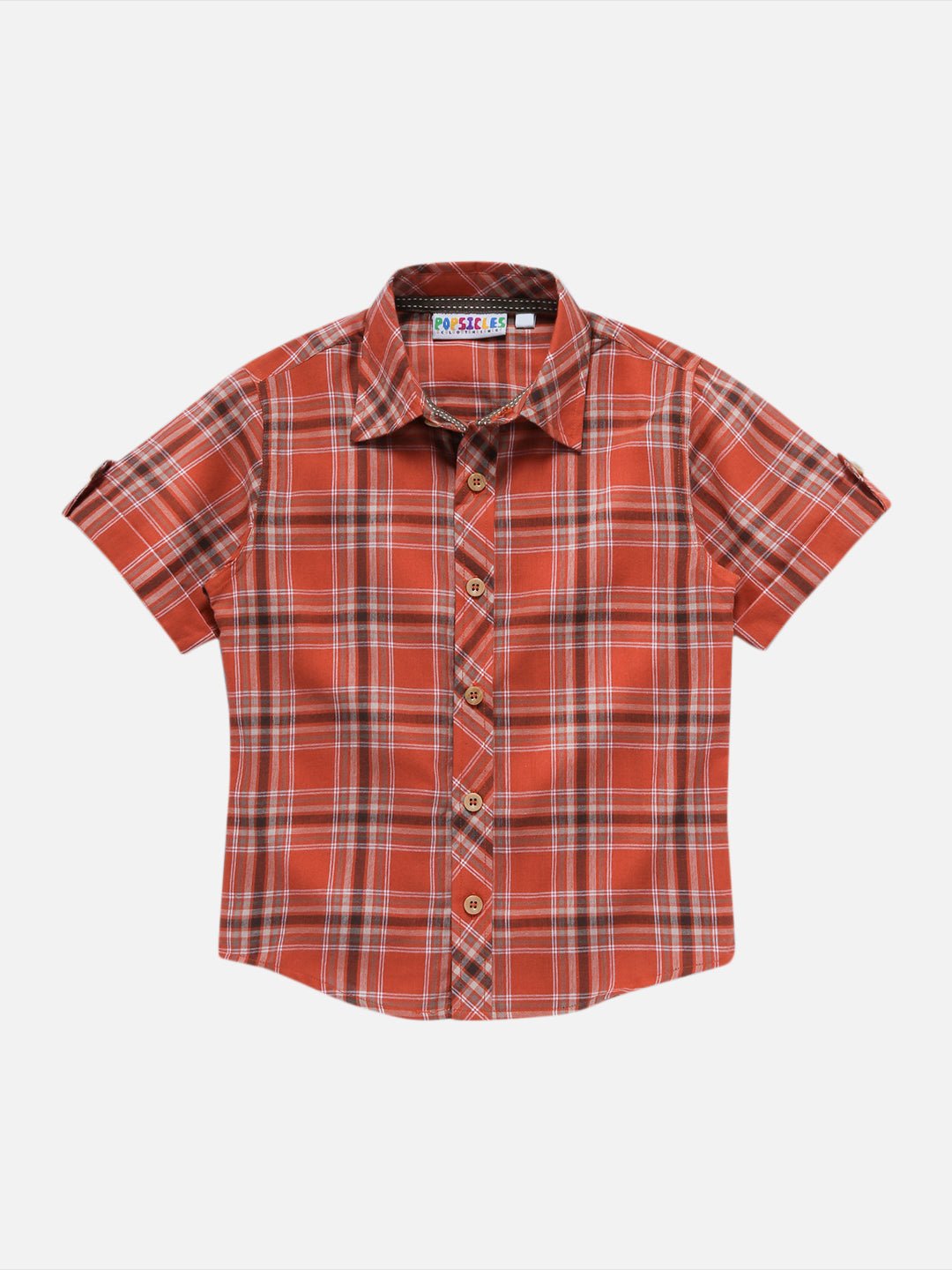 Boys Checkered Stone Shirt Regular Fit – Comfortable Cotton Shirt – Kids Shirts on Brown Living™. SKU: PB180_1. Img 1.