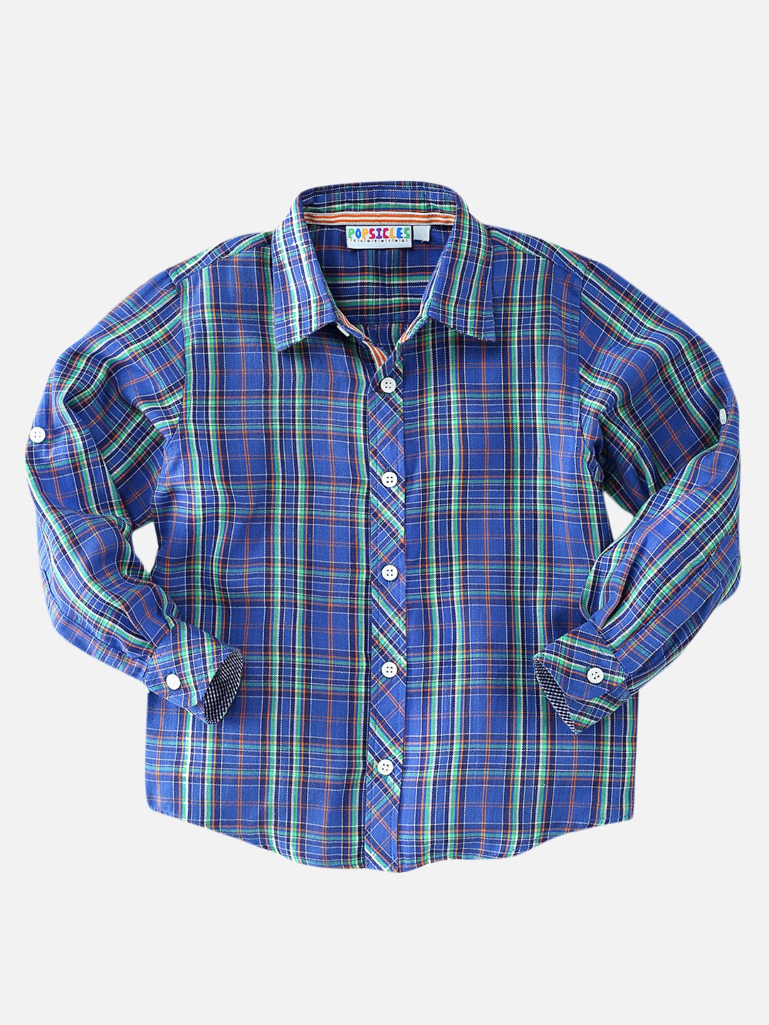 Boys Lapis Blue Checkered Shirt Regular Fit – Comfortable Cotton Shirt – Kids Shirts on Brown Living™. SKU: PB145_1. Img 1.