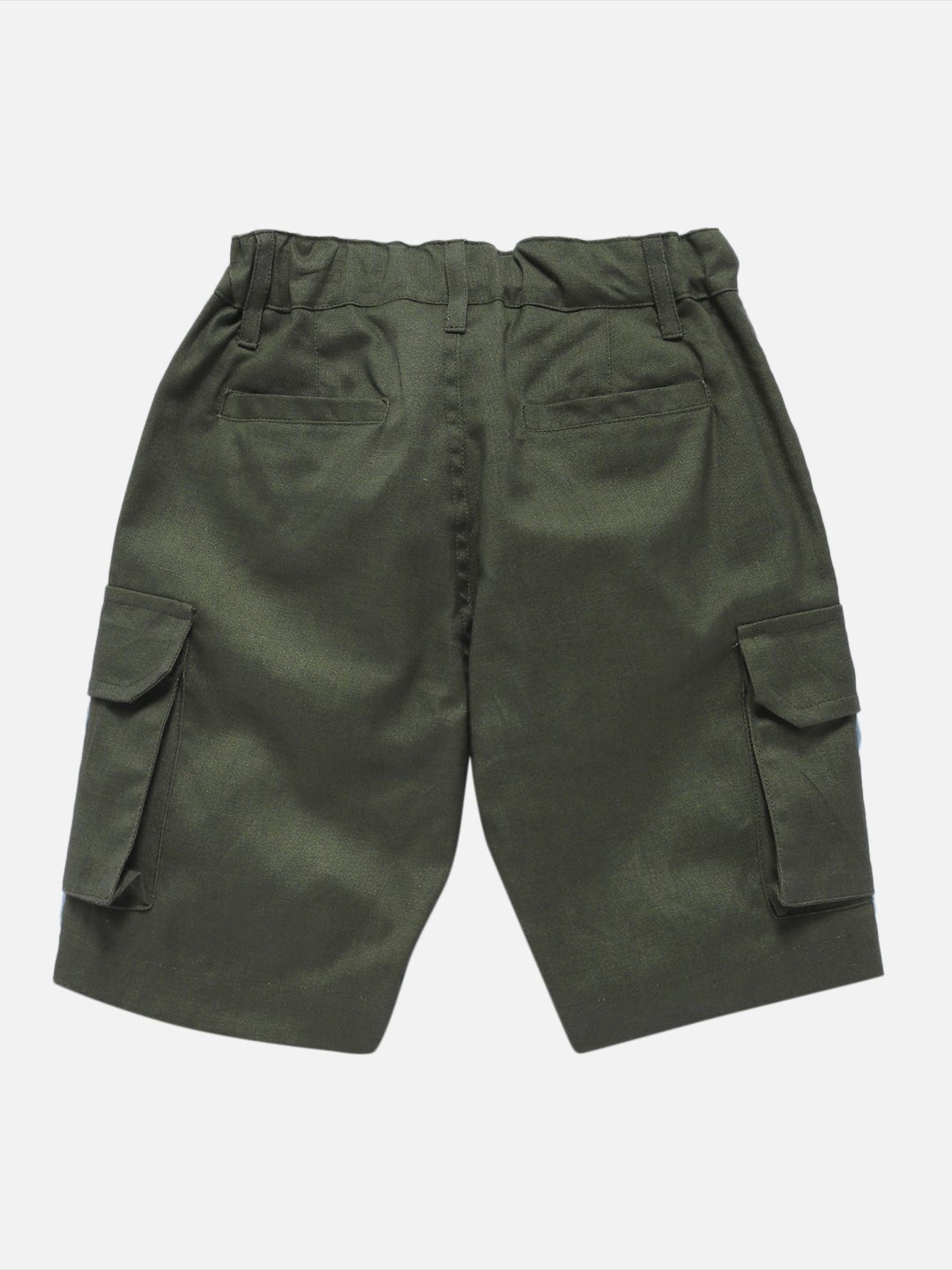Boys Olive Shorts Regular Fit – Comfortable Casual Summer Wear – Kids Shorts on Brown Living™. SKU: PB181_1. Img 1.