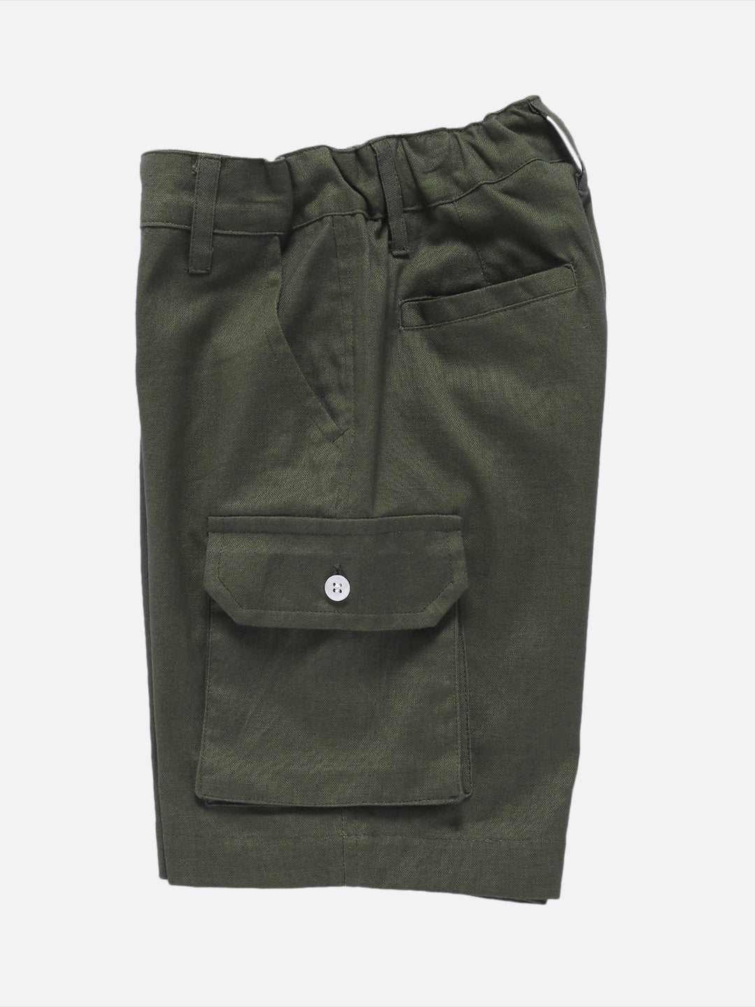 Boys Olive Shorts Regular Fit – Comfortable Casual Summer Wear – Kids Shorts on Brown Living™. SKU: PB181_1. Img 2.