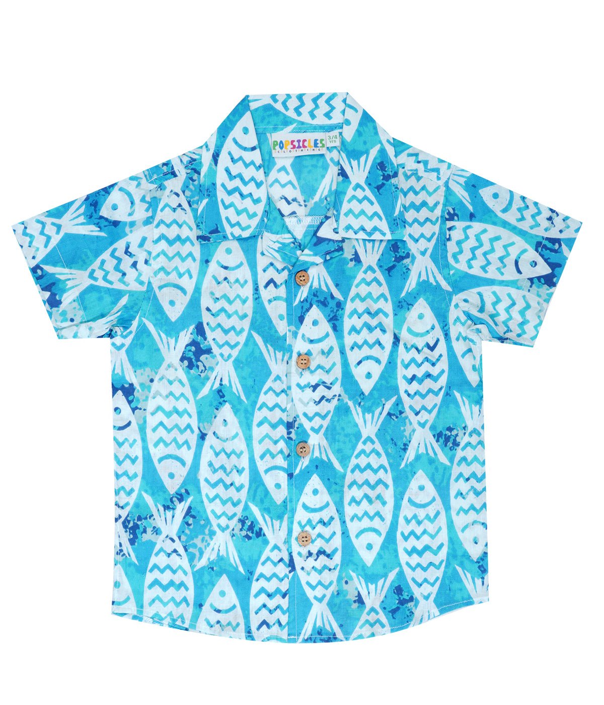 Boys Popsicle Blue Cotton Shirt – Comfortable Casual Summer Wear – Kids Shirts on Brown Living™. SKU: PB231_1. Img 1.