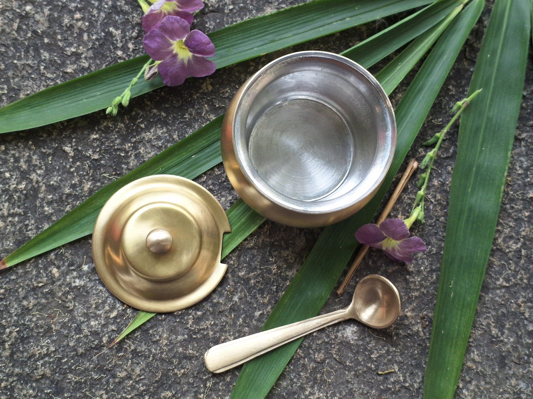 Brass Ghee Pot with Tin Coating | Traditional Indian Kitchenware – Kitchen Tools on Brown Living™. SKU: BGP. Img 5.