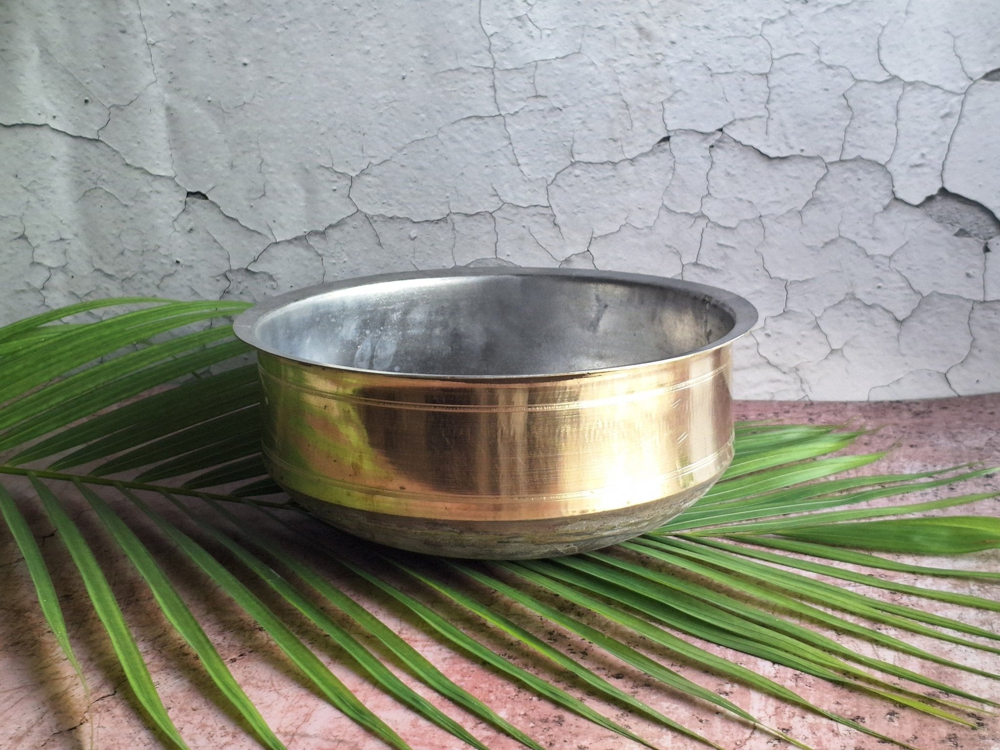 Brass Kadai Sarvam Pot | Traditional Indian Brass Cookware – Kitchen Tools on Brown Living™. SKU: BS3. Img 1.